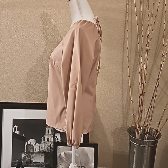 J. Crew Puff Sleeve Faux Leather Top, Size 10 - Picture 3 of 11